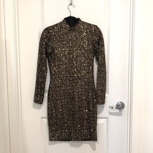 Dress The Population Black and Bronze Sequin Dress